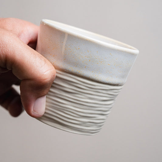 Flat White Wave Series Cup 5 oz - Ceramica De Meles