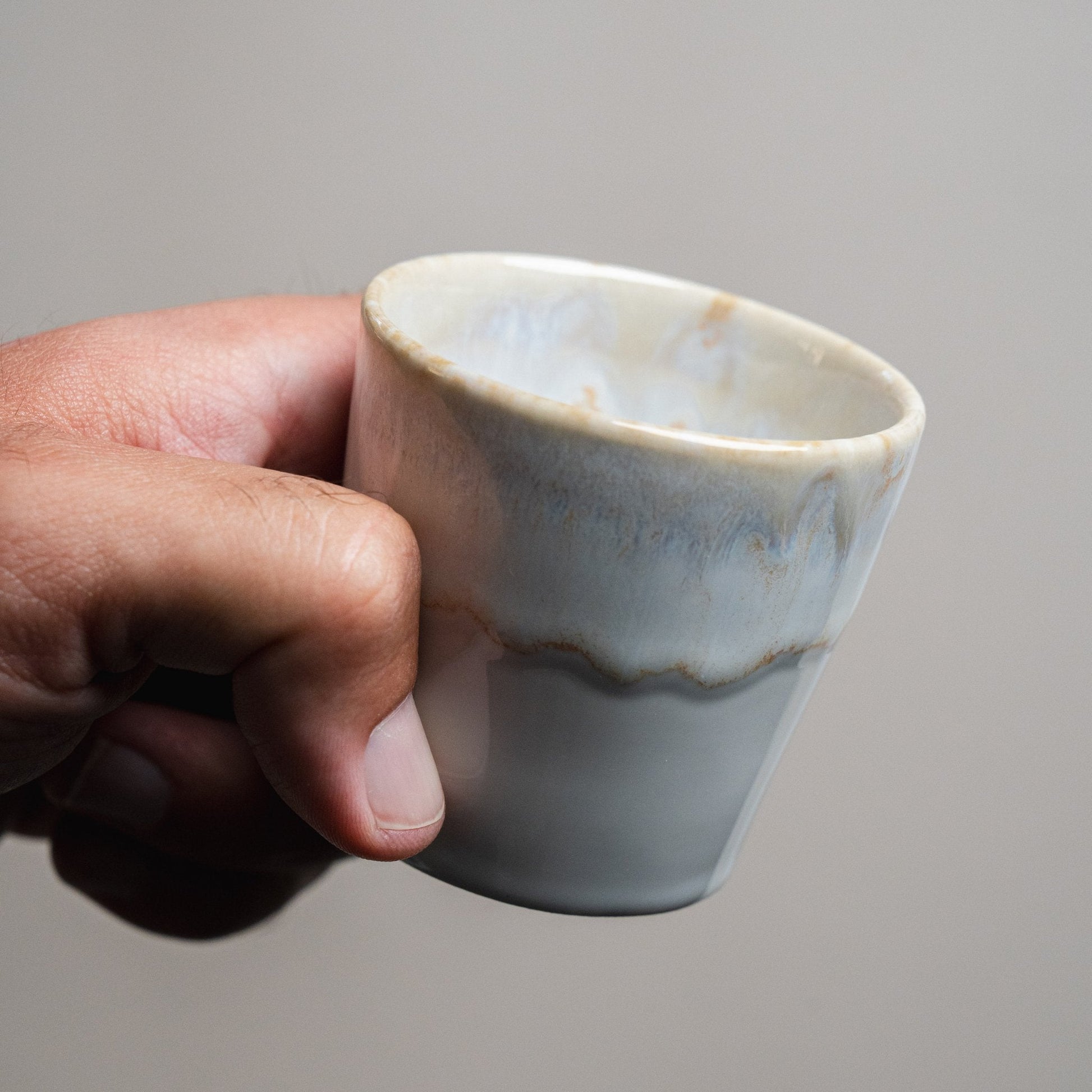 Wooden Box Set of 8 Espresso Cups - Sea Series - Ceramica De Meles