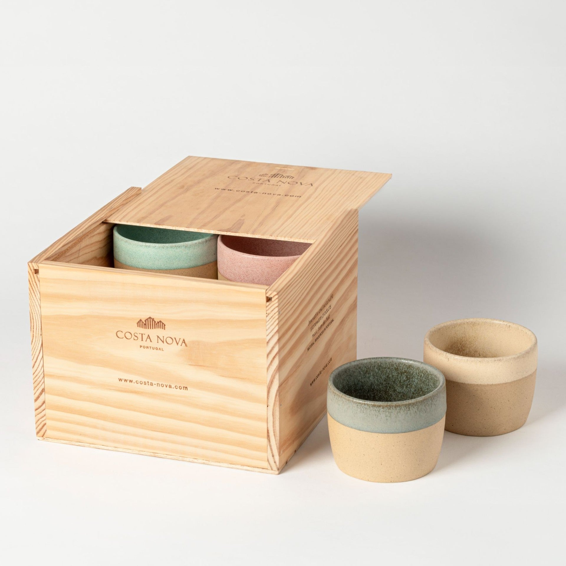 Wooden Gift box Set - Cappuccino Cups - Ceramica De Meles