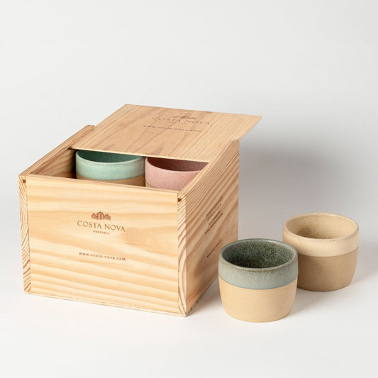 Wooden Gift box Set - Cappuccino Cups - Ceramica De Meles