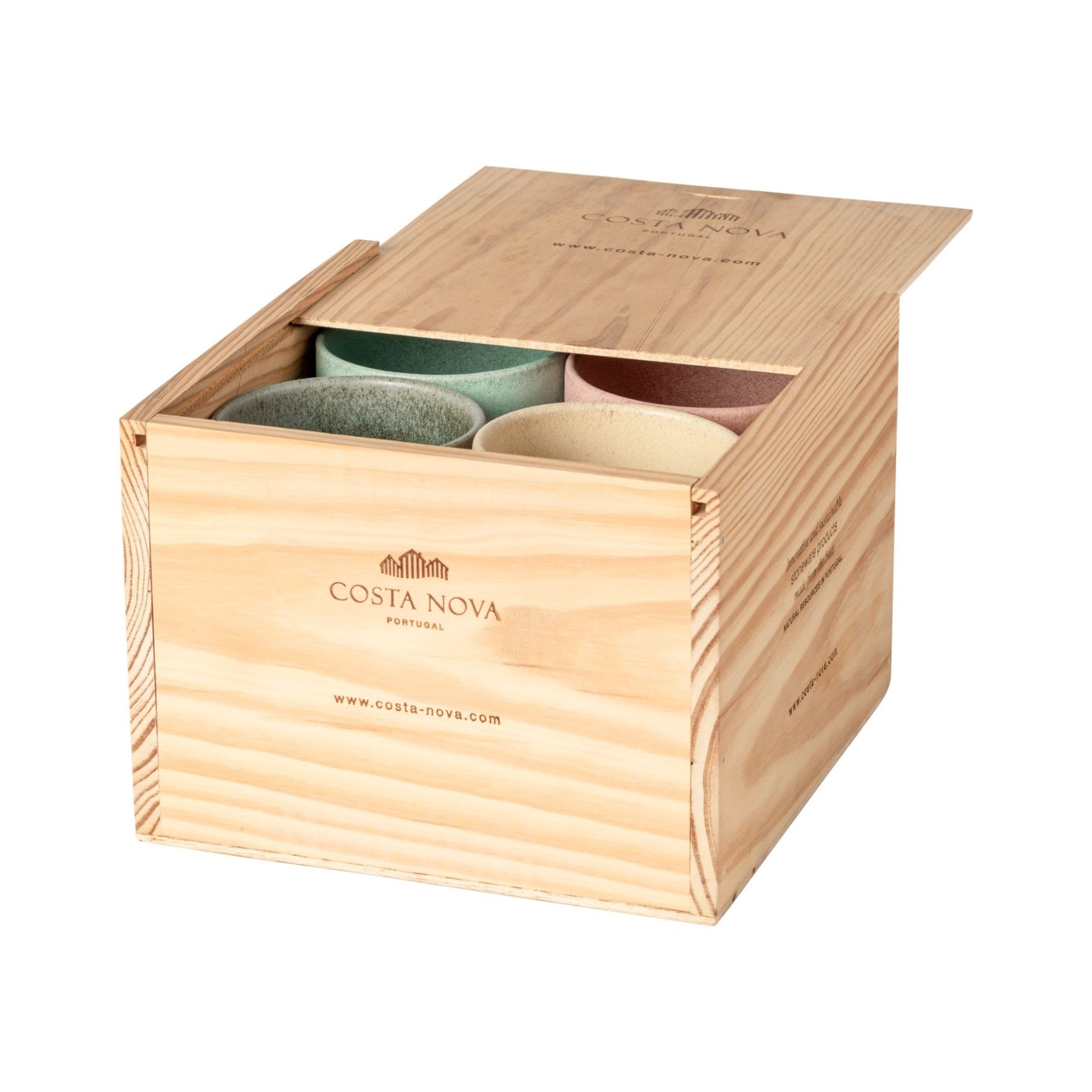 Wooden Gift box Set - Cappuccino Cups - Ceramica De Meles