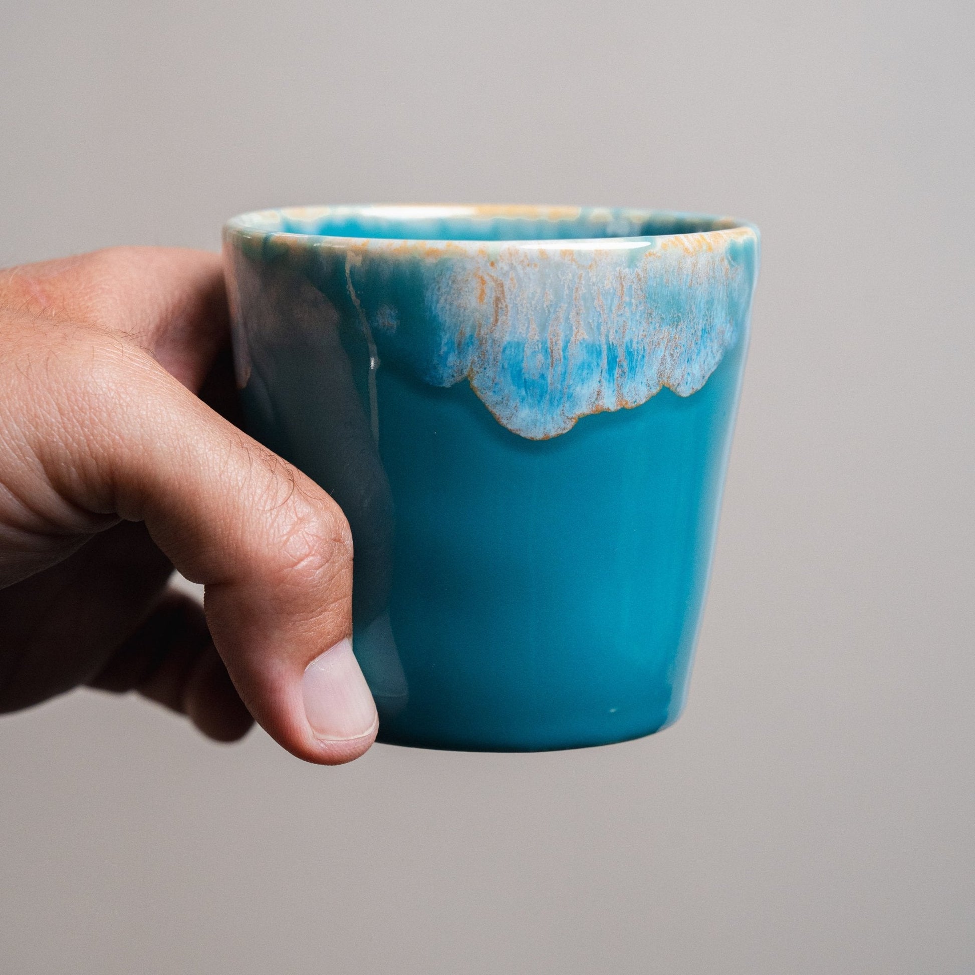 Wooden Gift box Set - Cappuccino Cups - Sea Series - Ceramica De Meles
