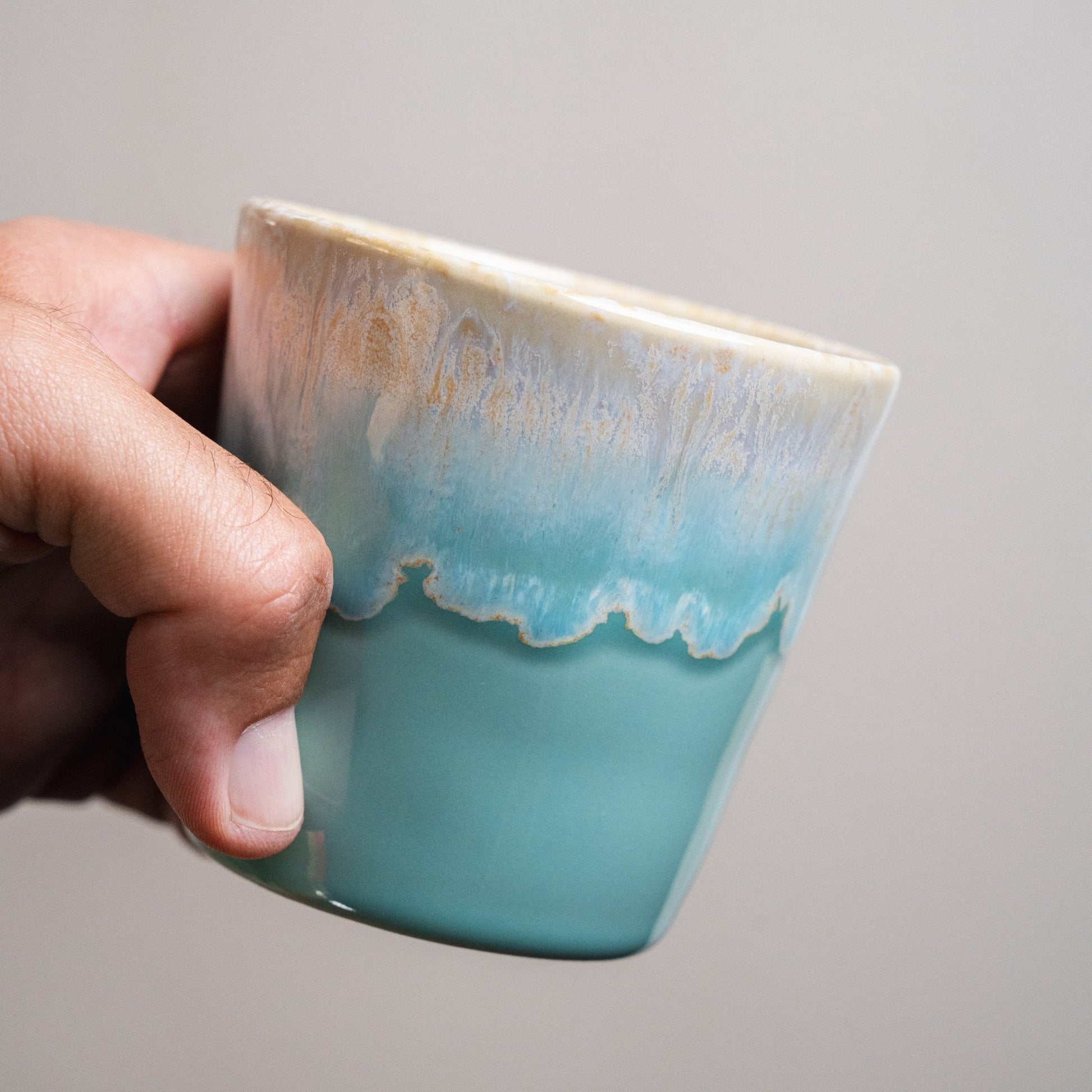Wooden Gift box Set - Cappuccino Cups - Sea Series - Ceramica De Meles