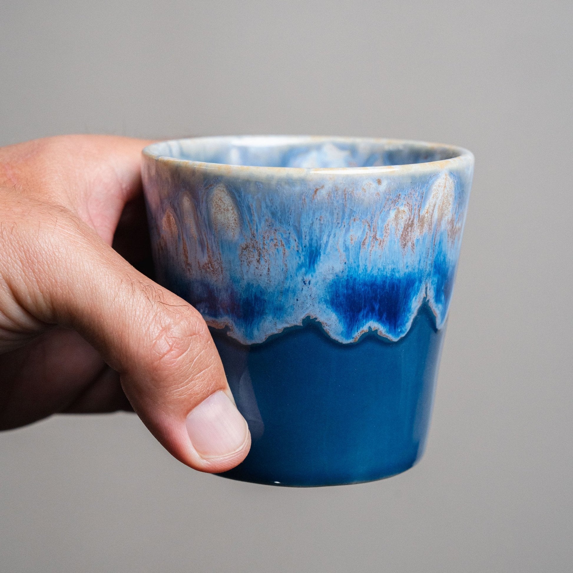 Wooden Gift box Set - Cappuccino Cups - Sea Series - Ceramica De Meles